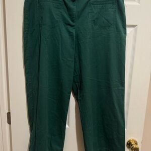 Talbots Woman Pants Chino Front Pockets Forest Green Trousers Size 14W